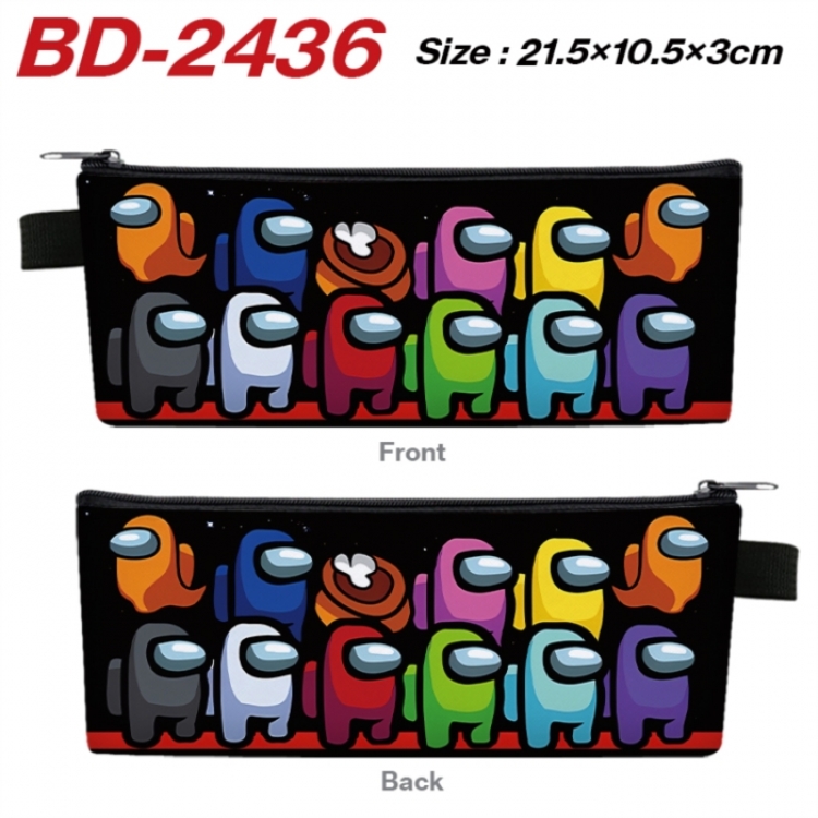 Among us Anime PU Leather Zipper Pencil Case Stationery Box 21.5X10.5X3CM 