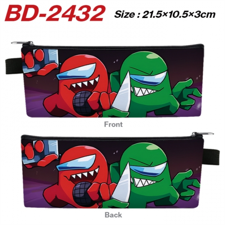 Among us Anime PU Leather Zipper Pencil Case Stationery Box 21.5X10.5X3CM 