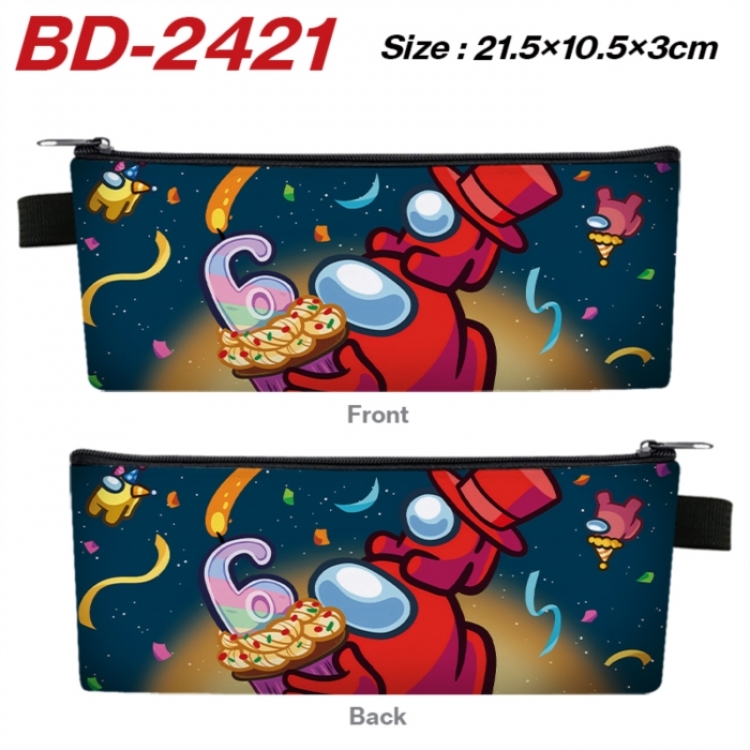 Among us Anime PU Leather Zipper Pencil Case Stationery Box 21.5X10.5X3CM 