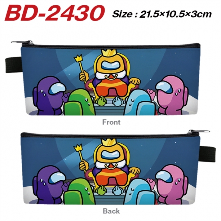 Among us Anime PU Leather Zipper Pencil Case Stationery Box 21.5X10.5X3CM 