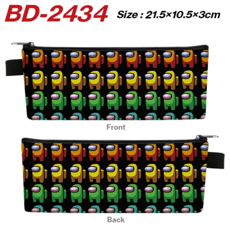 Among us Anime PU Leather Zipper Pencil Case Stationery Box 21.5X10.5X3CM 