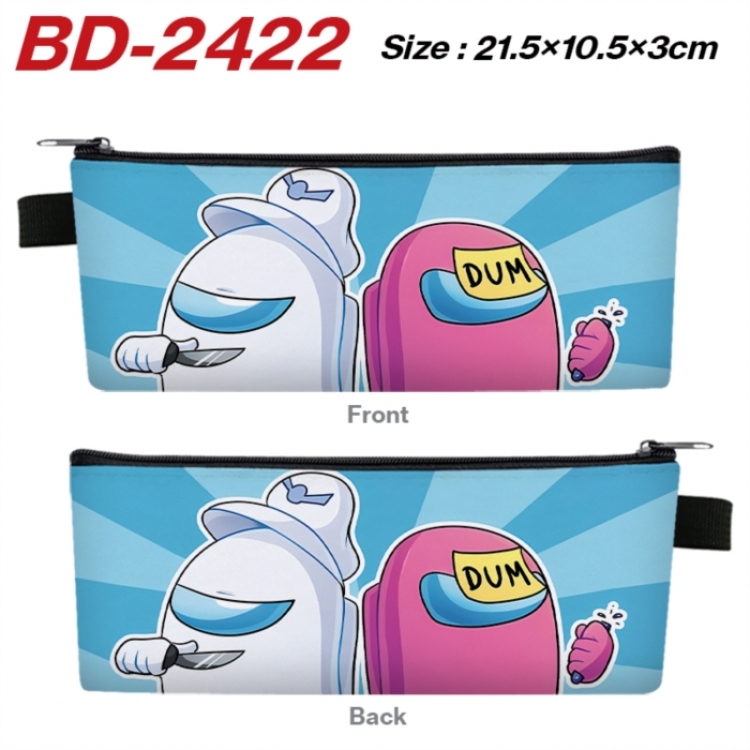 Among us Anime PU Leather Zipper Pencil Case Stationery Box 21.5X10.5X3CM 