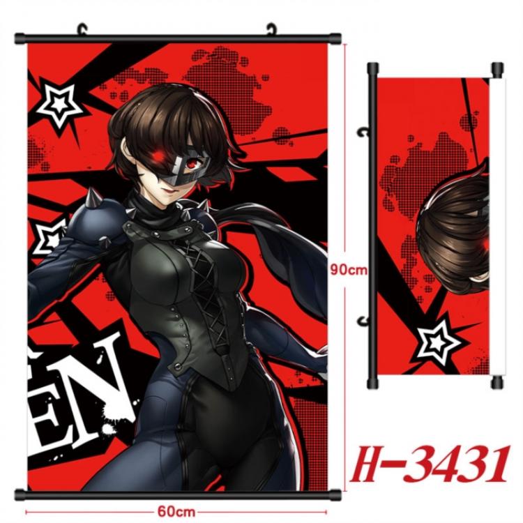 Megami Ibunroku Persona Anime Black Plastic Rod Canvas Painting Wall Scroll 60X90CM