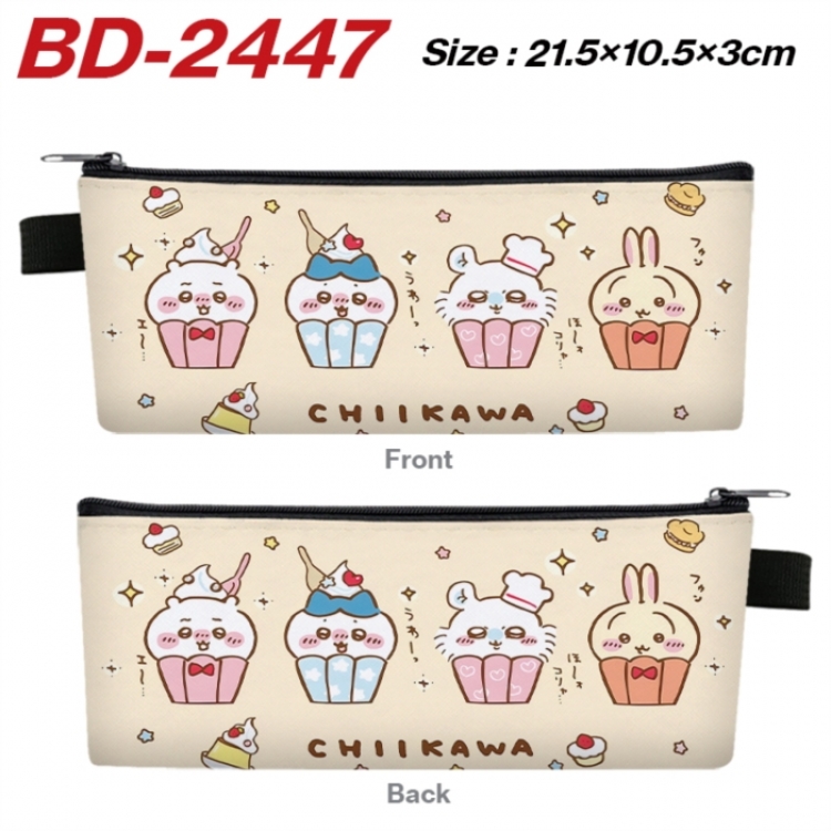 Chiikawa Anime PU Leather Zipper Pencil Case Stationery Box 21.5X10.5X3CM 