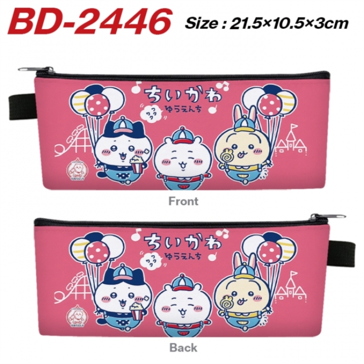 Chiikawa Anime PU Leather Zipper Pencil Case Stationery Box 21.5X10.5X3CM 