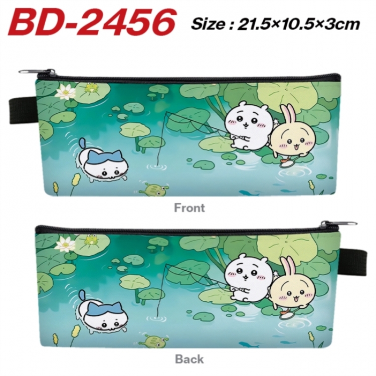 Chiikawa Anime PU Leather Zipper Pencil Case Stationery Box 21.5X10.5X3CM 