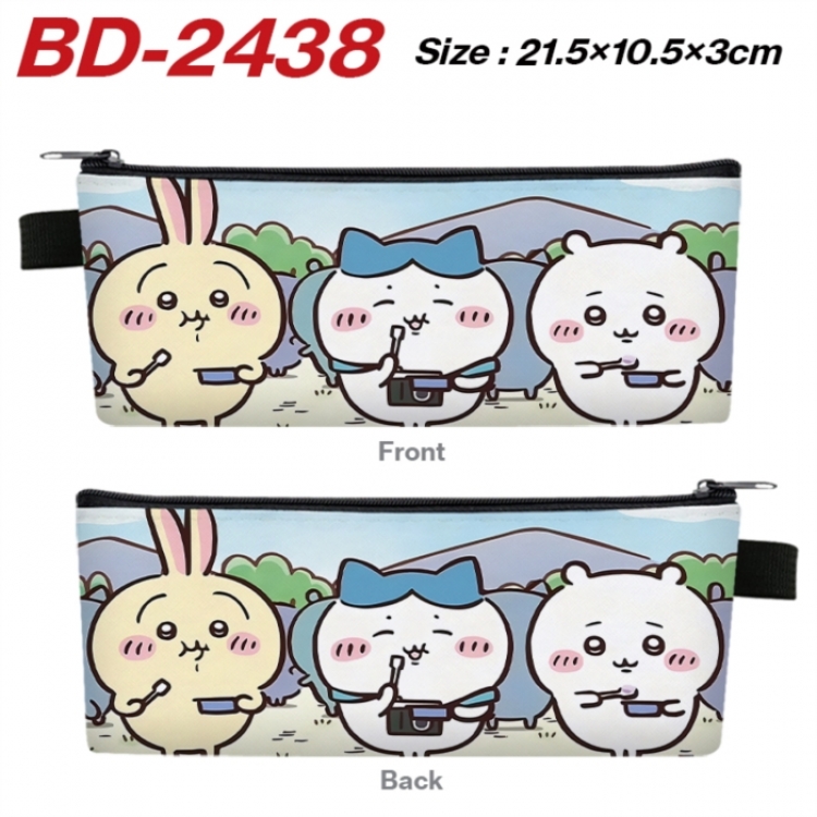 Chiikawa Anime PU Leather Zipper Pencil Case Stationery Box 21.5X10.5X3CM 