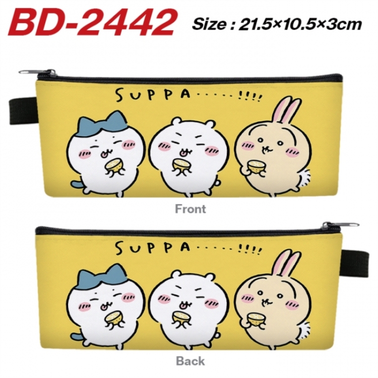 Chiikawa Anime PU Leather Zipper Pencil Case Stationery Box 21.5X10.5X3CM 