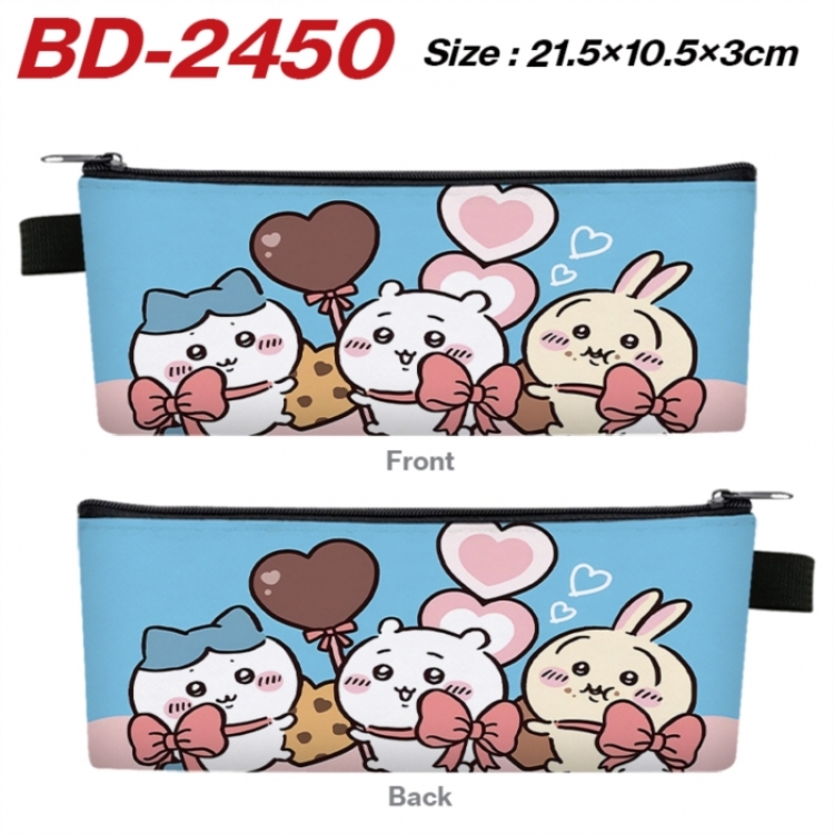 Chiikawa Anime PU Leather Zipper Pencil Case Stationery Box 21.5X10.5X3CM 