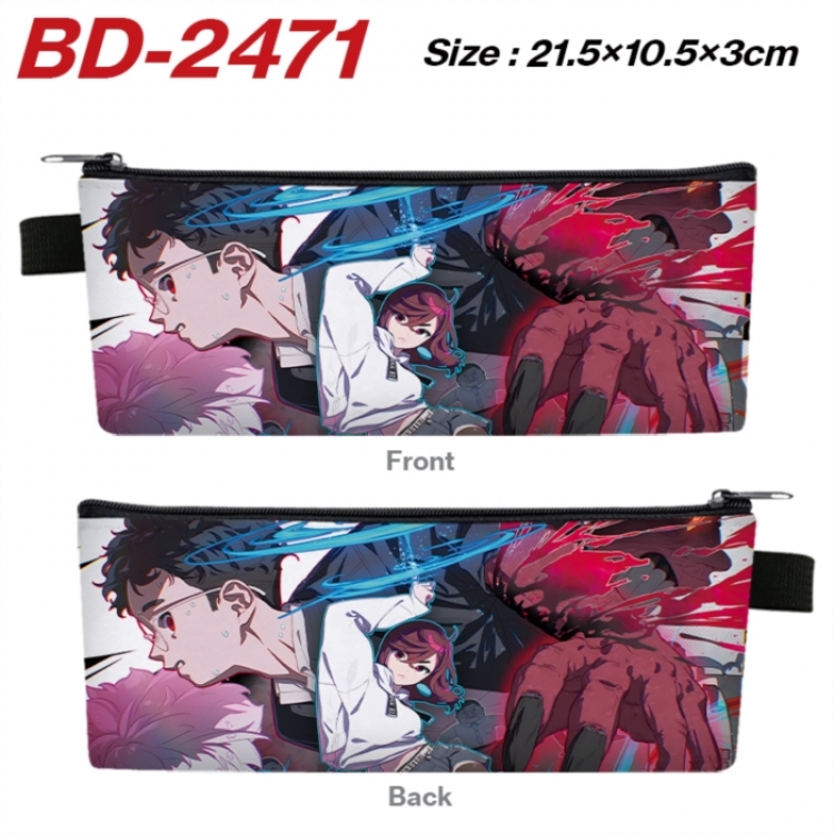 Dandadan Anime PU Leather Zipper Pencil Case Stationery Box 21.5X10.5X3CM 