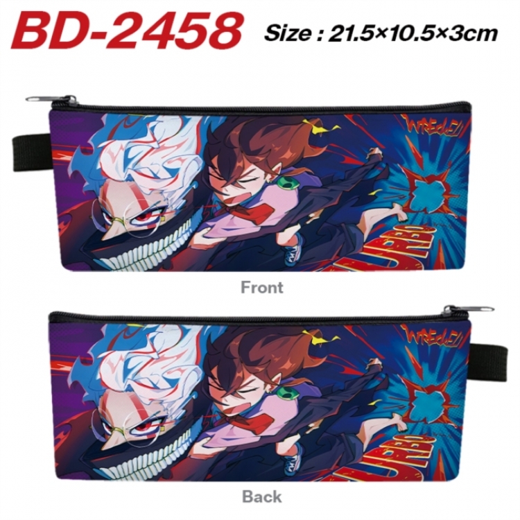 Dandadan Anime PU Leather Zipper Pencil Case Stationery Box 21.5X10.5X3CM 