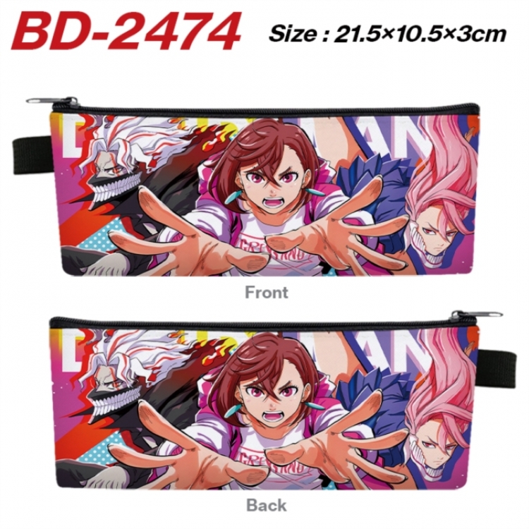 Dandadan Anime PU Leather Zipper Pencil Case Stationery Box 21.5X10.5X3CM