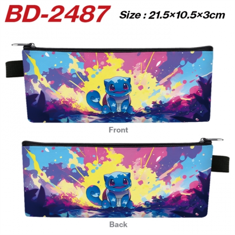 Pokemon Anime PU Leather Zipper Pencil Case Stationery Box 21.5X10.5X3CM 