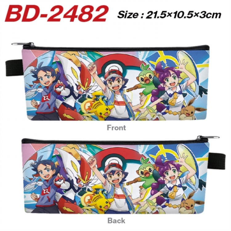 Pokemon Anime PU Leather Zipper Pencil Case Stationery Box 21.5X10.5X3CM 