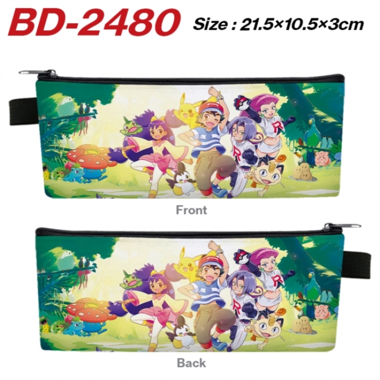 Pokemon Anime PU Leather Zipper Pencil Case Stationery Box 21.5X10.5X3CM 