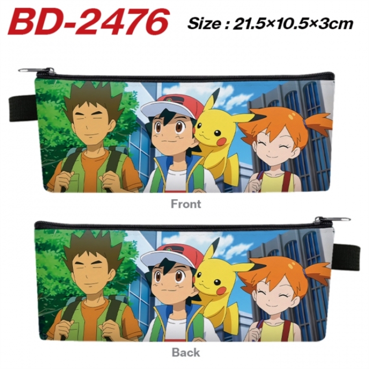 Pokemon Anime PU Leather Zipper Pencil Case Stationery Box 21.5X10.5X3CM 