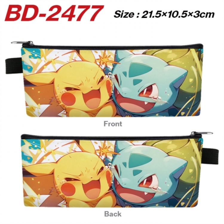Pokemon Anime PU Leather Zipper Pencil Case Stationery Box 21.5X10.5X3CM 
