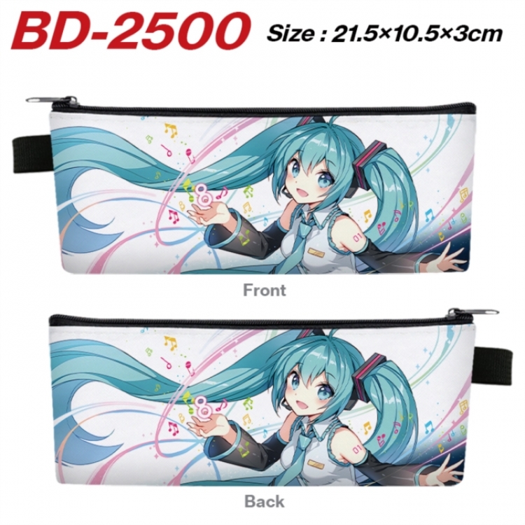 Hatsune Miku Anime PU Leather Zipper Pencil Case Stationery Box 21.5X10.5X3CM 