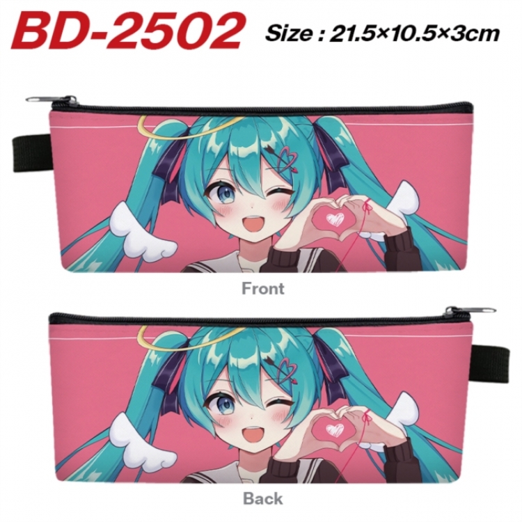 Hatsune Miku Anime PU Leather Zipper Pencil Case Stationery Box 21.5X10.5X3CM 