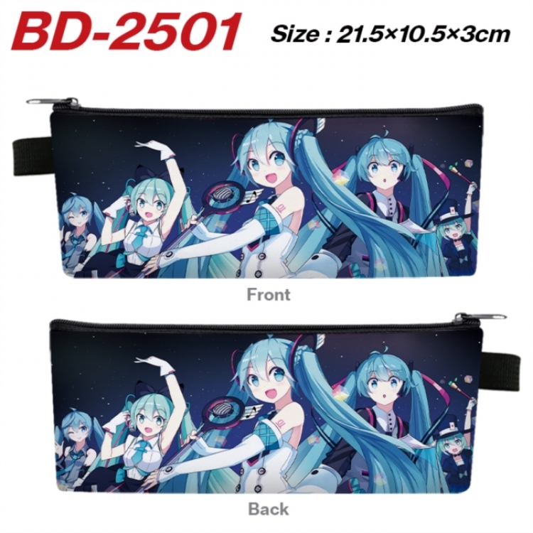 Hatsune Miku Anime PU Leather Zipper Pencil Case Stationery Box 21.5X10.5X3CM 