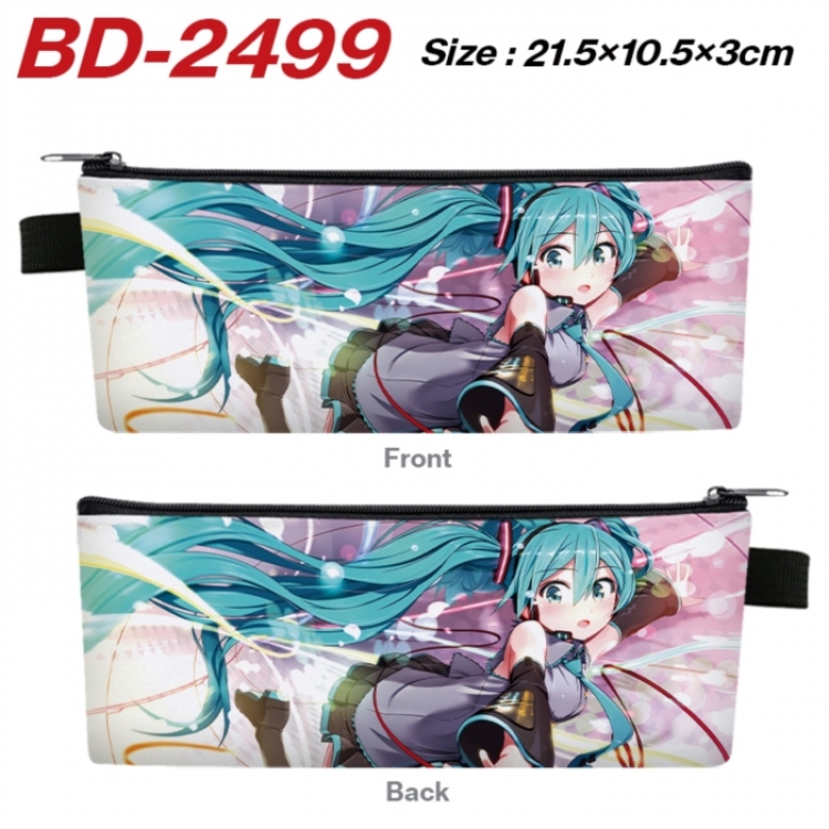 Hatsune Miku Anime PU Leather Zipper Pencil Case Stationery Box 21.5X10.5X3CM 