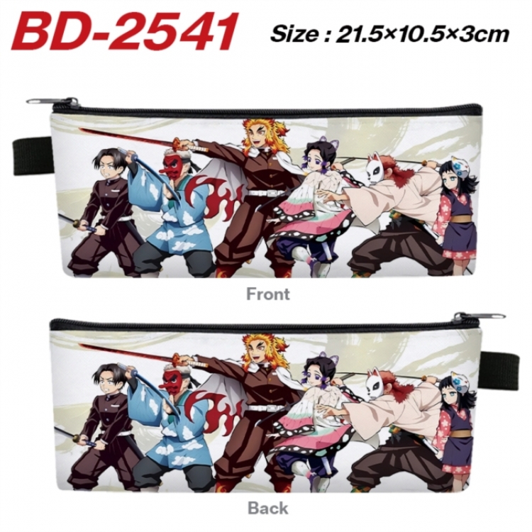 Demon Slayer Kimets Anime PU Leather Zipper Pencil Case Stationery Box 21.5X10.5X3CM 