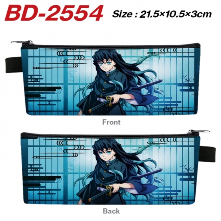 Demon Slayer Kimets Anime PU Leather Zipper Pencil Case Stationery Box 21.5X10.5X3CM 