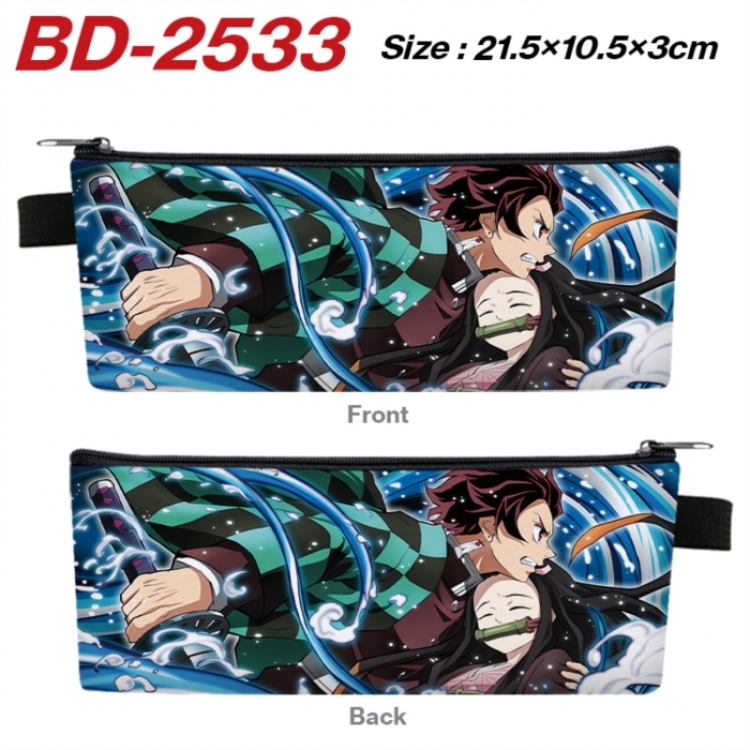 Demon Slayer Kimets Anime PU Leather Zipper Pencil Case Stationery Box 21.5X10.5X3CM 