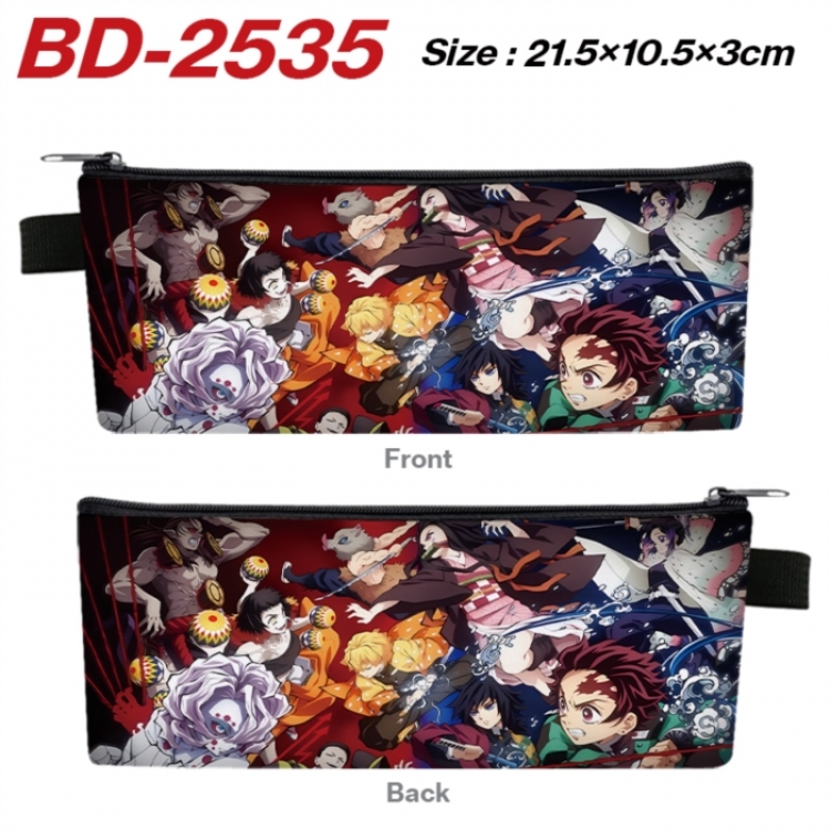 Demon Slayer Kimets Anime PU Leather Zipper Pencil Case Stationery Box 21.5X10.5X3CM 