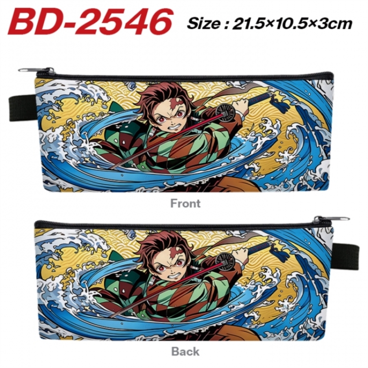 Demon Slayer Kimets Anime PU Leather Zipper Pencil Case Stationery Box 21.5X10.5X3CM 