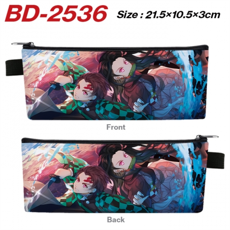 Demon Slayer Kimets Anime PU Leather Zipper Pencil Case Stationery Box 21.5X10.5X3CM 