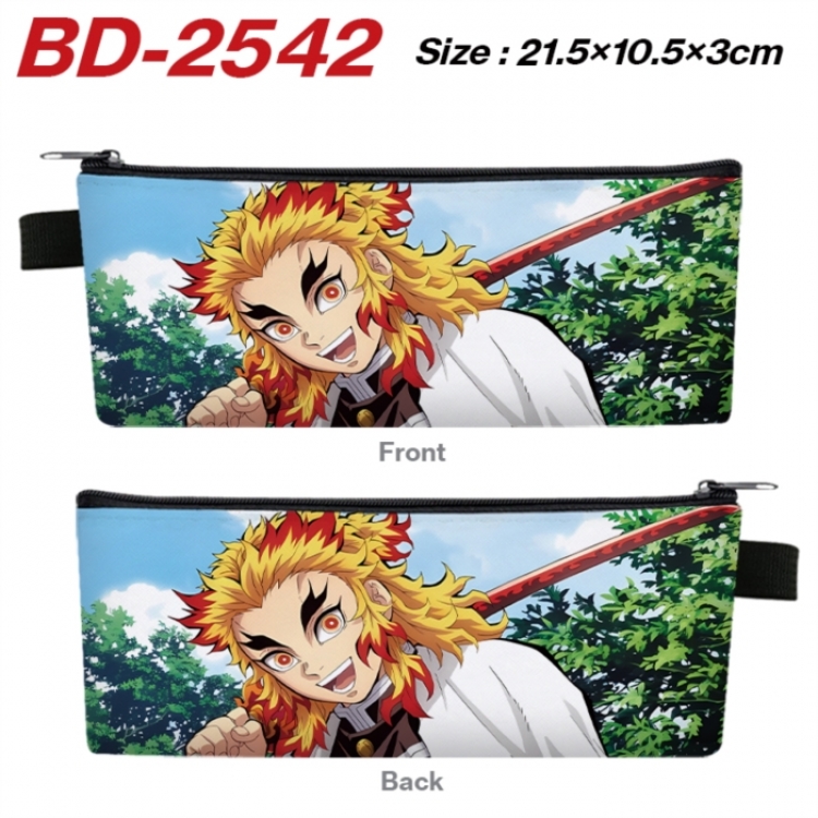 Demon Slayer Kimets Anime PU Leather Zipper Pencil Case Stationery Box 21.5X10.5X3CM 
