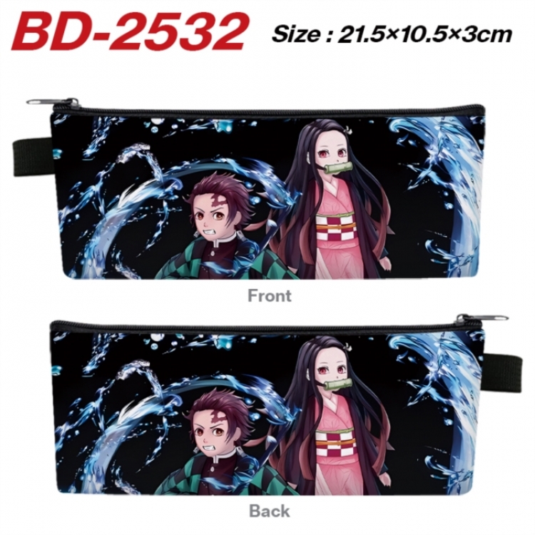 Demon Slayer Kimets Anime PU Leather Zipper Pencil Case Stationery Box 21.5X10.5X3CM 