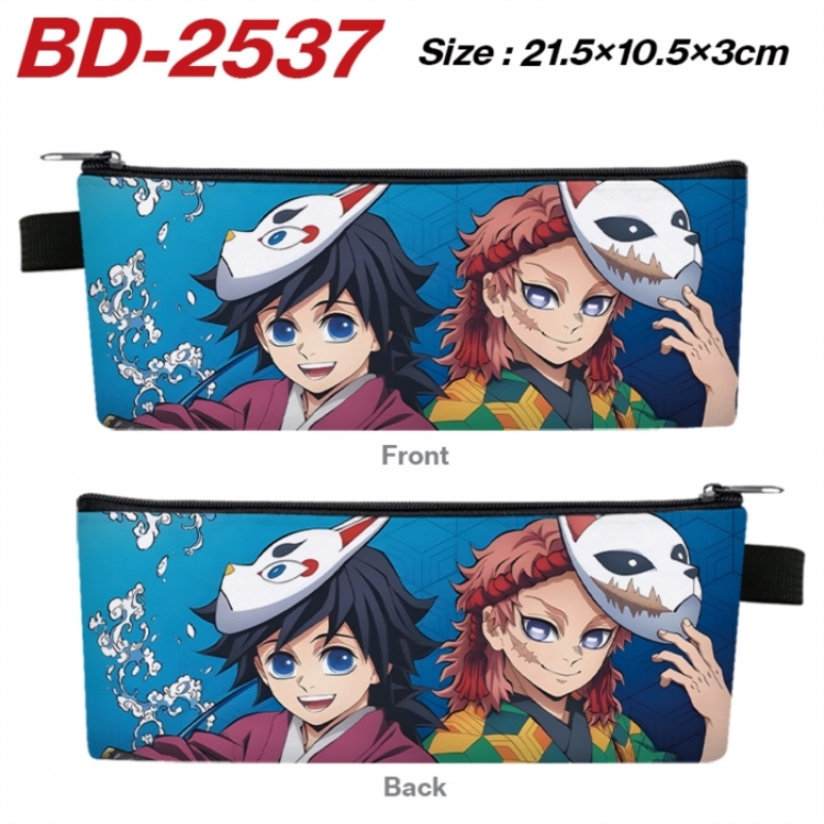 Demon Slayer Kimets Anime PU Leather Zipper Pencil Case Stationery Box 21.5X10.5X3CM 