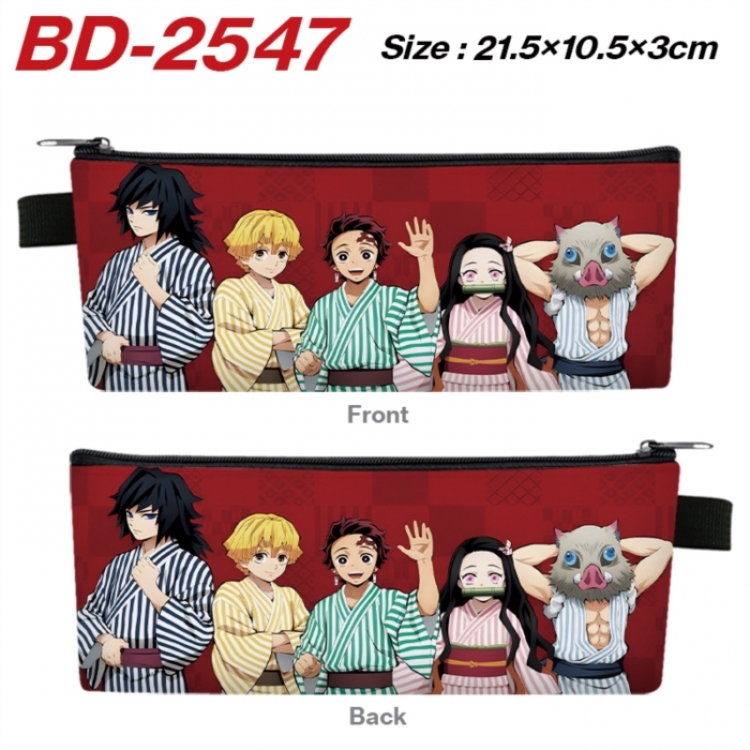 Demon Slayer Kimets Anime PU Leather Zipper Pencil Case Stationery Box 21.5X10.5X3CM 