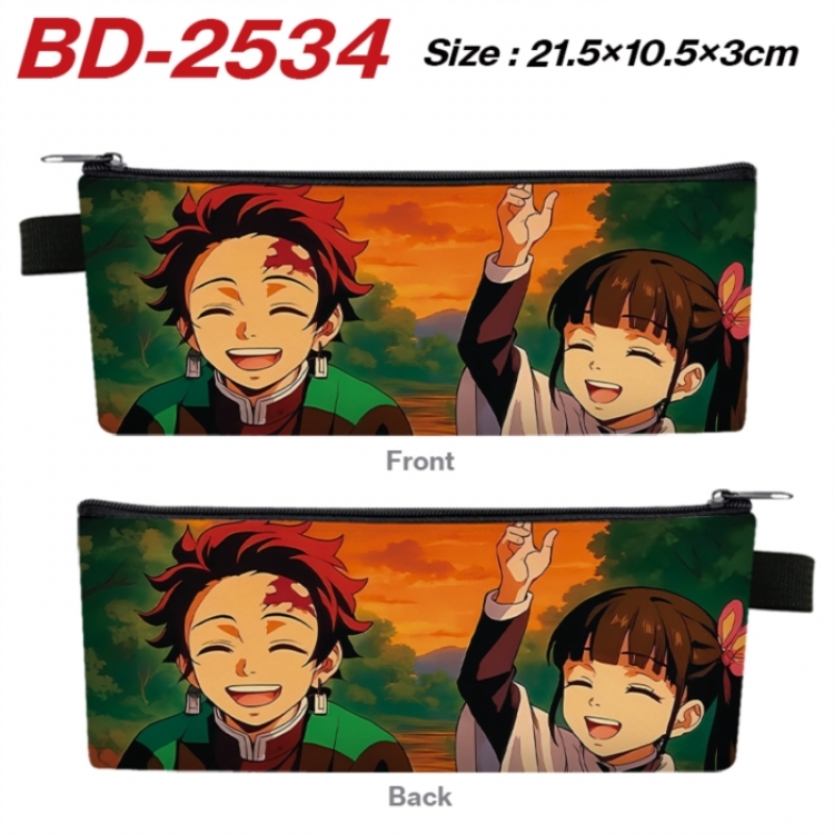 Demon Slayer Kimets Anime PU Leather Zipper Pencil Case Stationery Box 21.5X10.5X3CM 