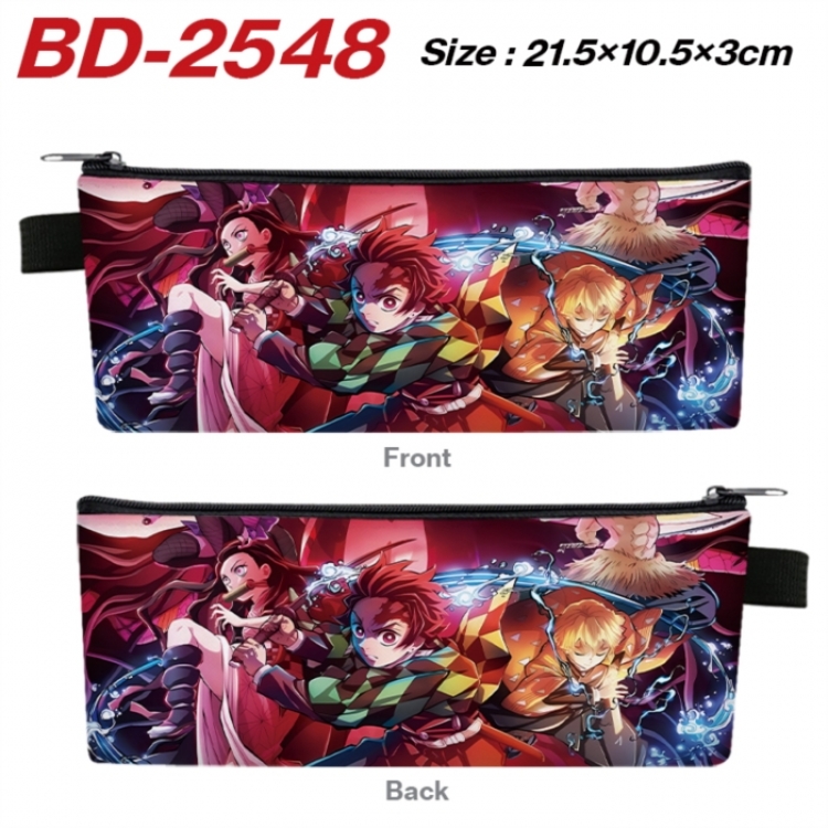 Demon Slayer Kimets Anime PU Leather Zipper Pencil Case Stationery Box 21.5X10.5X3CM 