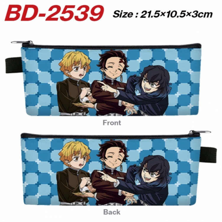 Demon Slayer Kimets Anime PU Leather Zipper Pencil Case Stationery Box 21.5X10.5X3CM 