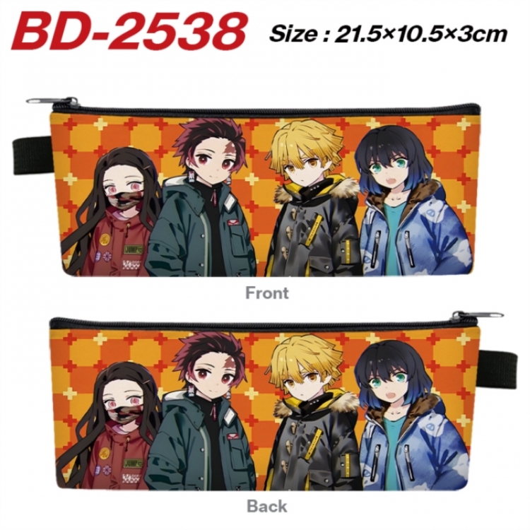 Demon Slayer Kimets Anime PU Leather Zipper Pencil Case Stationery Box 21.5X10.5X3CM 