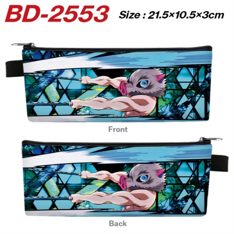 Demon Slayer Kimets Anime PU Leather Zipper Pencil Case Stationery Box 21.5X10.5X3CM 