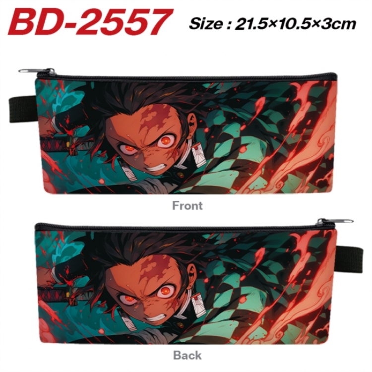 Demon Slayer Kimets Anime PU Leather Zipper Pencil Case Stationery Box 21.5X10.5X3CM 