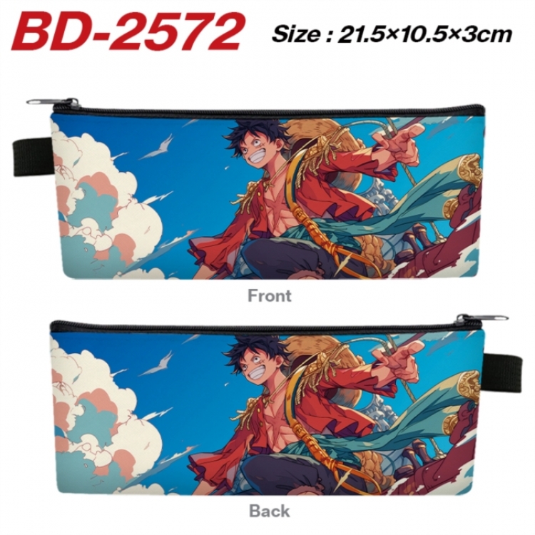 One Piece Anime PU Leather Zipper Pencil Case Stationery Box 21.5X10.5X3CM 