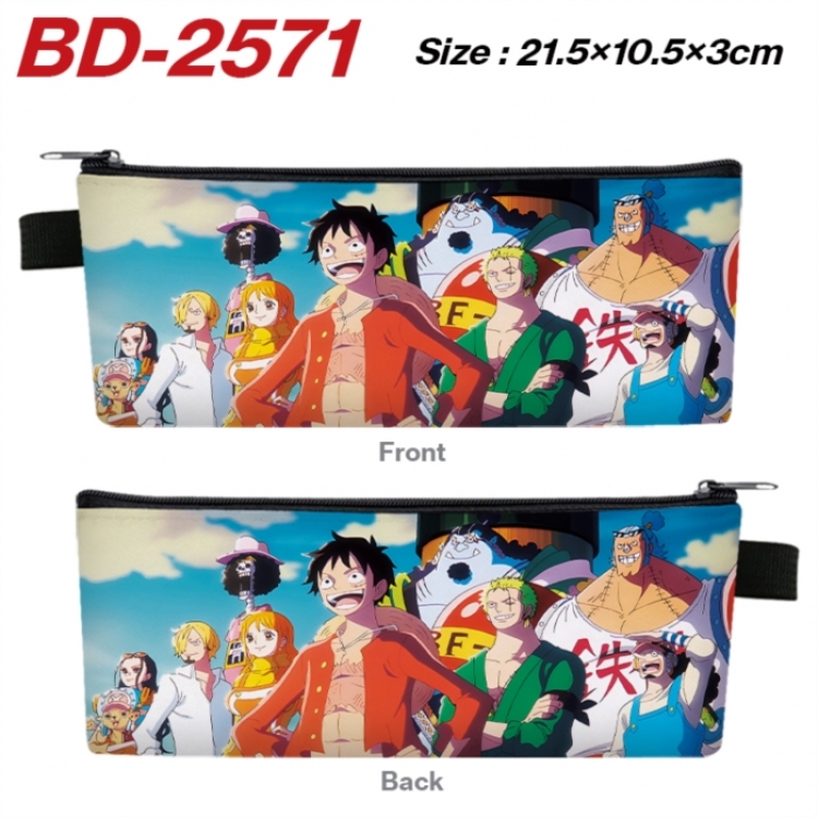 One Piece Anime PU Leather Zipper Pencil Case Stationery Box 21.5X10.5X3CM 