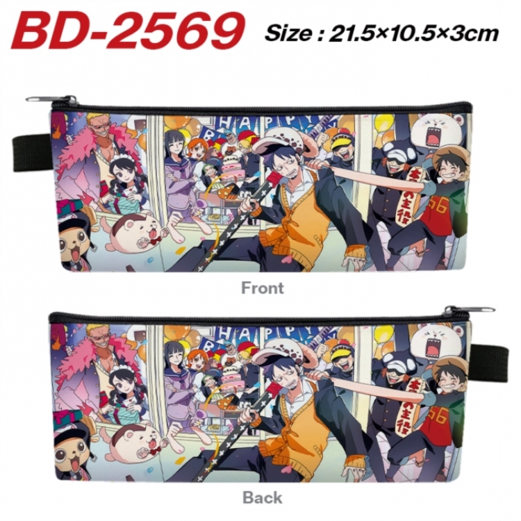 One Piece Anime PU Leather Zipper Pencil Case Stationery Box 21.5X10.5X3CM 