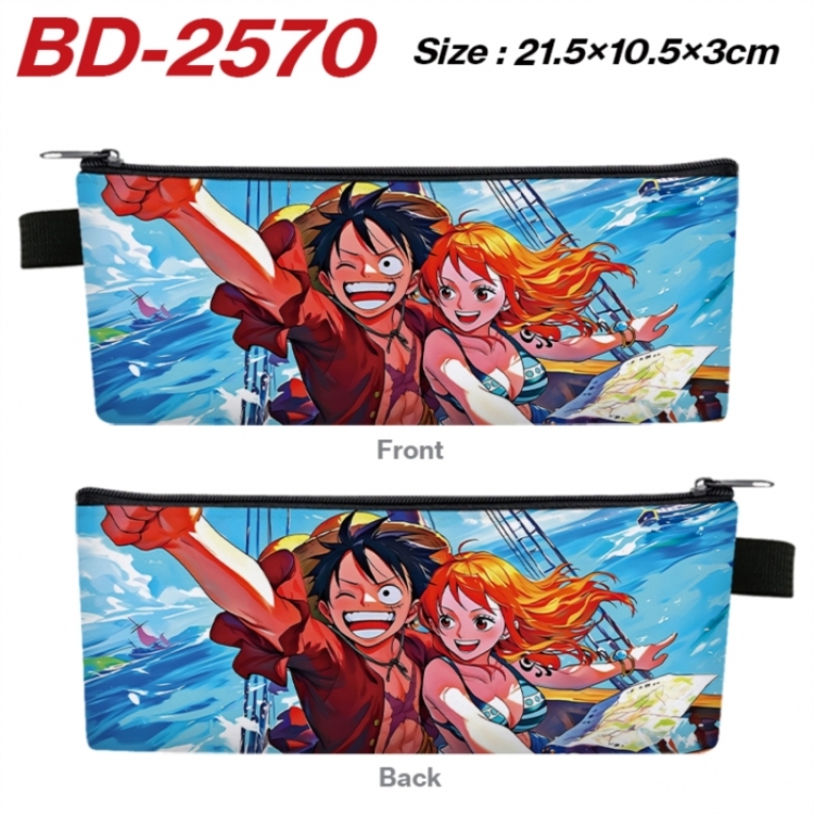 One Piece Anime PU Leather Zipper Pencil Case Stationery Box 21.5X10.5X3CM 