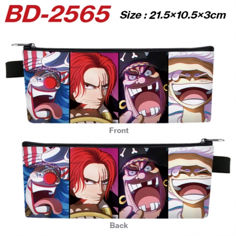 One Piece Anime PU Leather Zipper Pencil Case Stationery Box 21.5X10.5X3CM 