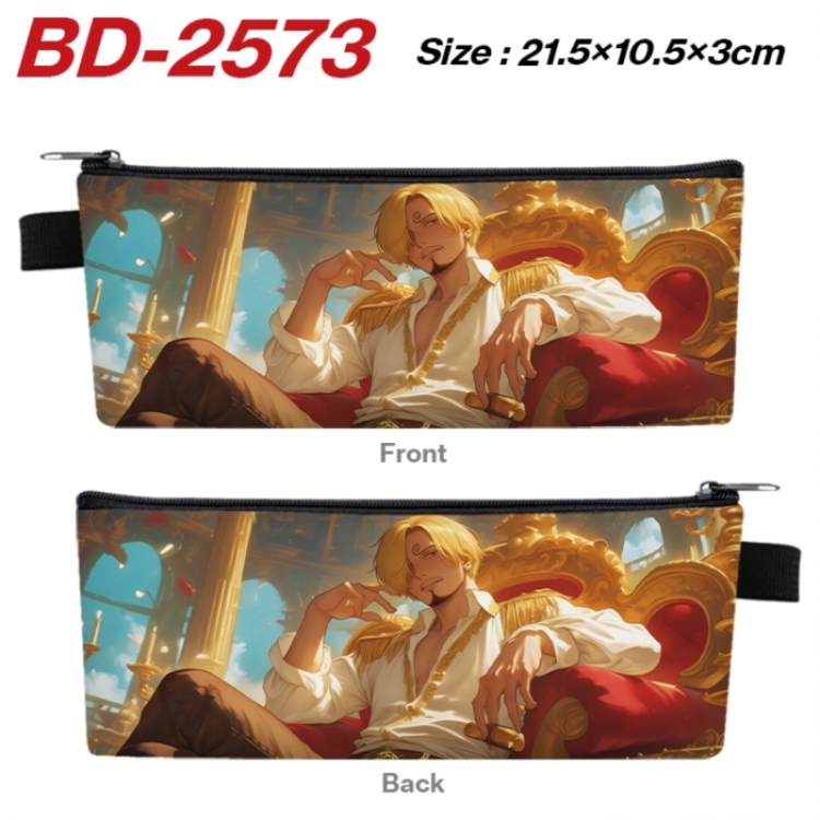 One Piece Anime PU Leather Zipper Pencil Case Stationery Box 21.5X10.5X3CM 