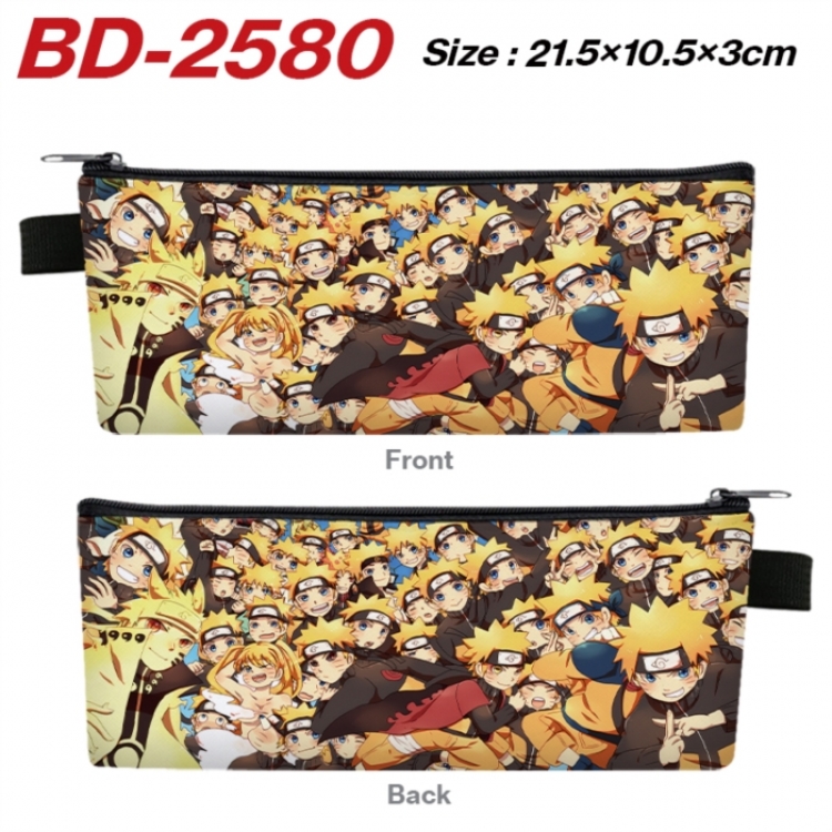 Naruto Anime PU Leather Zipper Pencil Case Stationery Box 21.5X10.5X3CM 