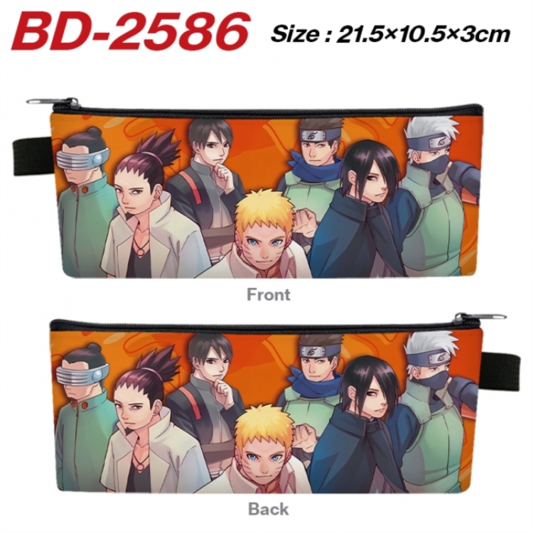 Naruto Anime PU Leather Zipper Pencil Case Stationery Box 21.5X10.5X3CM 