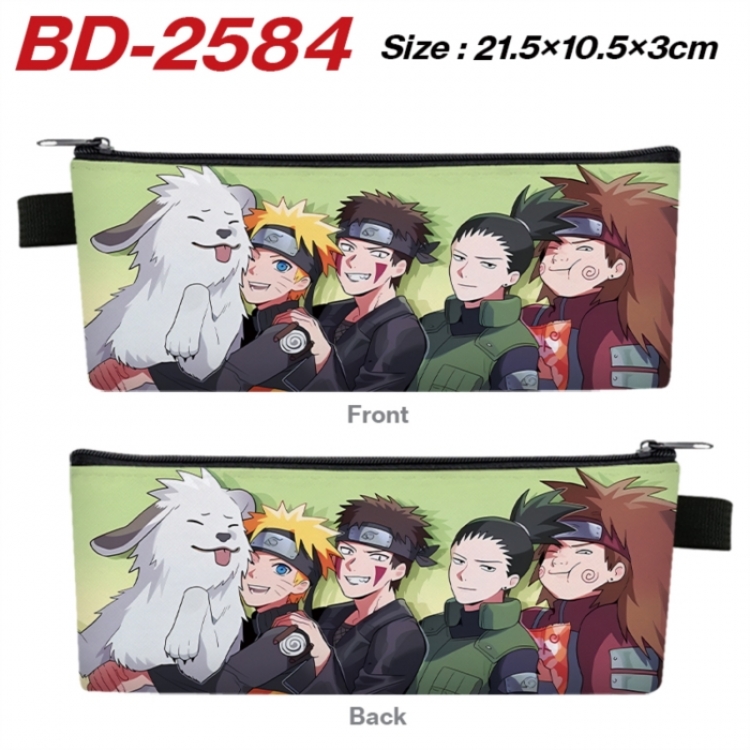 Naruto Anime PU Leather Zipper Pencil Case Stationery Box 21.5X10.5X3CM 